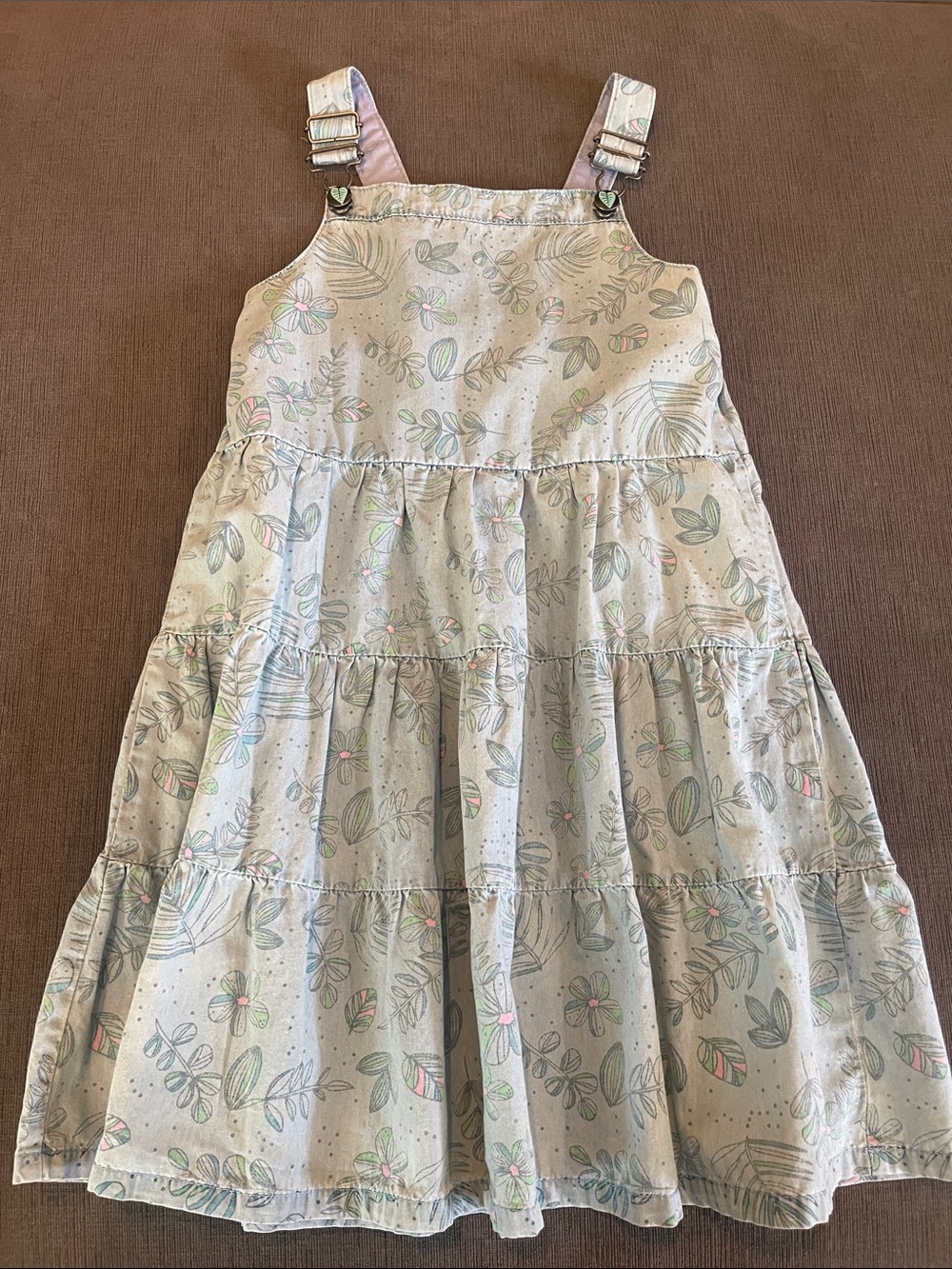 Du Pareil au Même Girls Overall-Style Tiered Dress Size 8